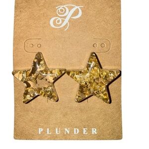 Plunder Gold Flake Star Stud Earrings